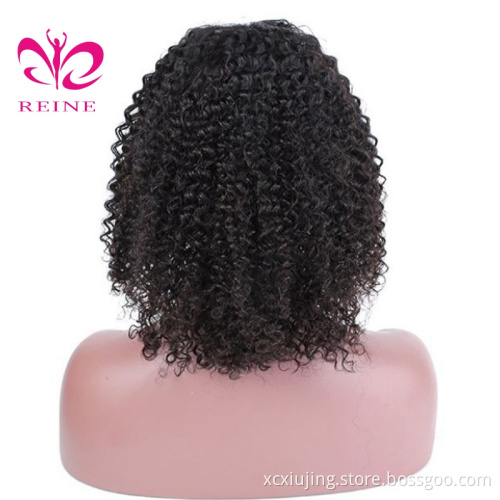 REINE Bleached Knots  Scalp Kinky Curly Bob Virgin Cuticle Aligned Hair 13*4/4*4 Lace Frontal Wigs With Baby Hair